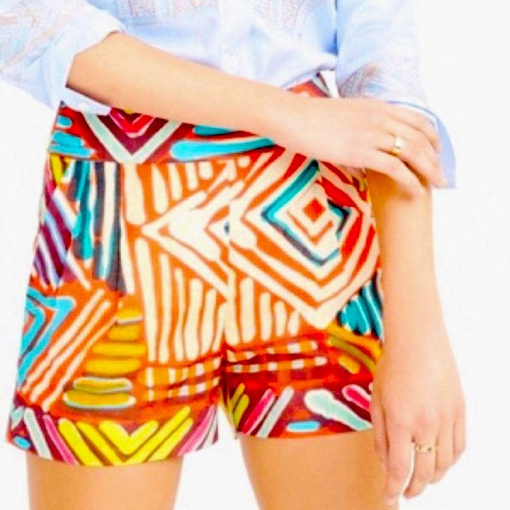 J. Crew Geo Brushstroke High Waist Shorts